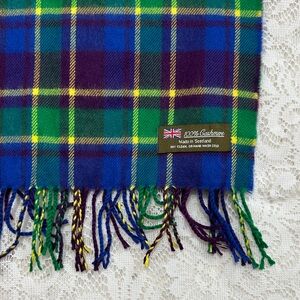 Blue and Green Tartan Cashmere Scarf